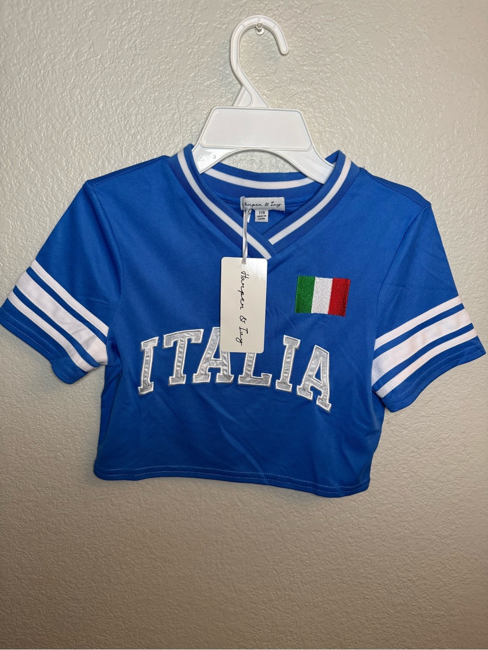 Harper & Ivy Kids Italia Crop Jersey Top Size 7/8 - NWT